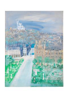 Jean Dufy - Vue aérienne de Paris: le jardin des Tuileries et la Basilique du Sacré Cœur de Montmartre