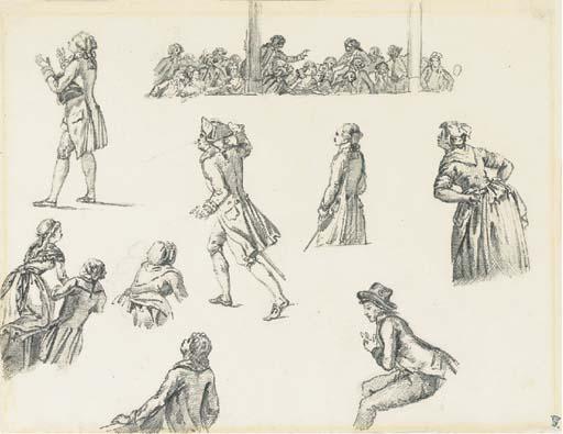 Jean Duplessis-Bertaux - Studies of figures and a group of spectators