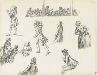 Jean Duplessis-Bertaux - Studies of figures and a group of spectators