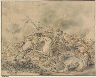 Jean Duplessis-Bertaux - Une Bataille Avec Un Cavalier Tirant Sur Un Autre