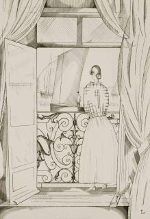 Jean-Emile Laboureur - Femme au balcon