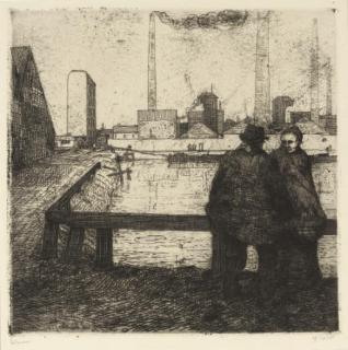 Jean-Emile Laboureur - Le bord du vieux canal, Nantes (Laboureur 81)