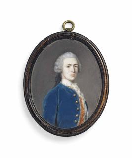 Jean-Etienne Liotard - George Walpole, 3Rd Earl Of Orford (1730-1791), In Blue Coat With Gold Buttons, Red Embroidered Waistcoat, White Lace Cravat, Powdered Curling Hair