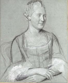 Jean-Etienne Liotard - Portrait of a lady turned to the right, half-length, seated