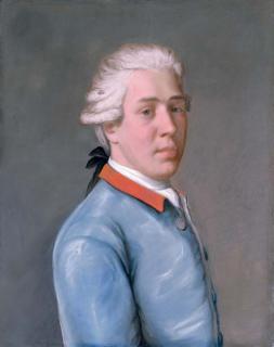 Jean-Etienne Liotard - Portrait of a young Englishman, bust-length, in a blue velvet coat and red collar
