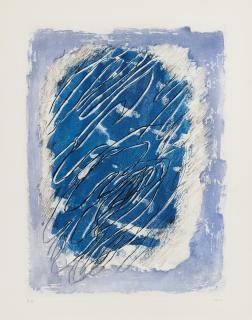 Jean Fautrier - Ecriture Sur Fond Bleu