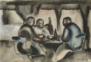 Jean Fautrier - Intérieur, trois personnes à table