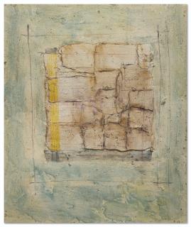 Jean Fautrier - Le carré jaune, tableau à quatre côtés