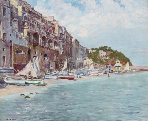 Jean Felix Bouchor - Boats on the Marina Grande, Capri