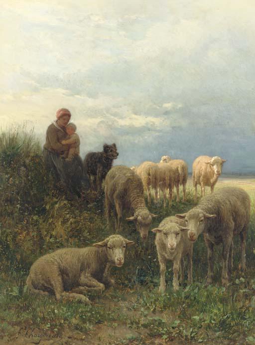 Jean Ferdinand Chaigneau - Tending The Sheep