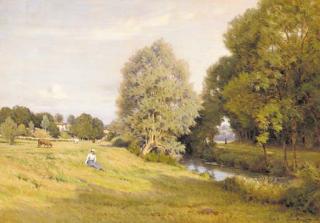 Jean-Ferdinand Monchablon - Saule at bosquet a Chatillion