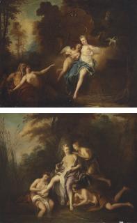 Jean-François de Troy - Diana and her Nymphs at the bath; and Venus and Cupid