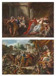 Jean-François de Troy - Episodes De L\'Histoire De Jason: Créüse Consumée Par La Robe Empoisonnée , Le Combat Des Soldats Nés Des Dents Du Serpent 
