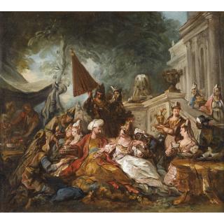Jean-François De Troy - Scène Orientale Ou Le Banquet D\'Estherjean François De Troy  ; Oriental Scene Or Esther\'S Banquet ; Oil On Canvas
