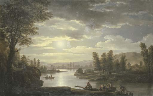 Jean-François Hue - A moonlit river landscape
