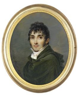 Jean-François-Marie Villiers-Huet - A young gentleman, in green cloak, white shirt with knotted cravat
