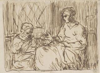 Jean-François Millet - A mother and daughter sewing