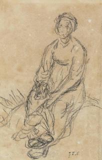 Jean-François Millet - A Seated Peasant Woman (Recto); A Fragmentary Study Of The Lower Half Of A Seated Woman (Verso)