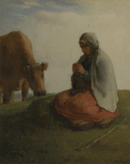 Jean-François Millet - A shepherdess knitting