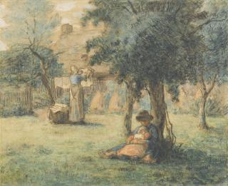 Jean-François Millet - Femme Étendant Son Linge