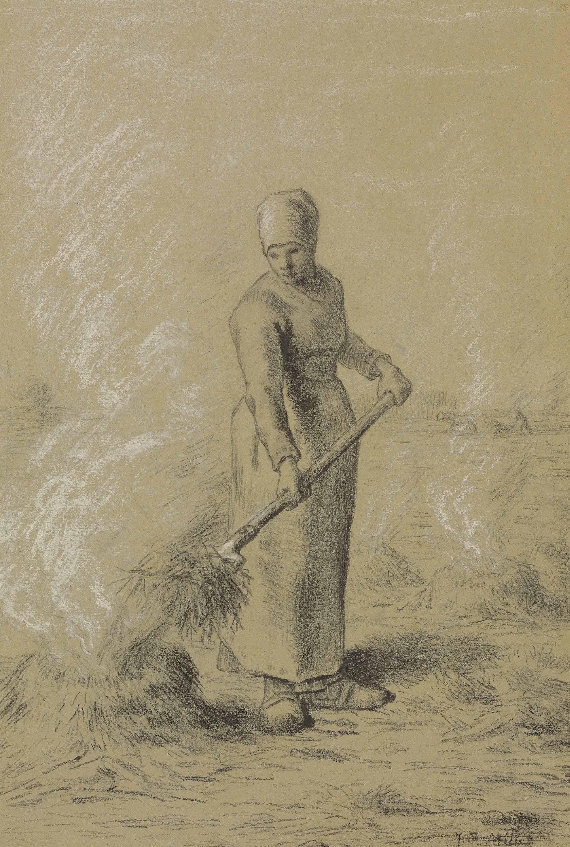 Jean-François Millet - Femme/Paysanne brulant des herbes