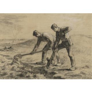 Jean-François Millet - French Les Deux Becheurs