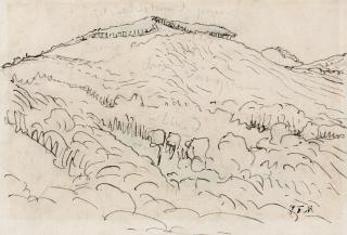 Jean-François Millet - Hügelige Landschaft.