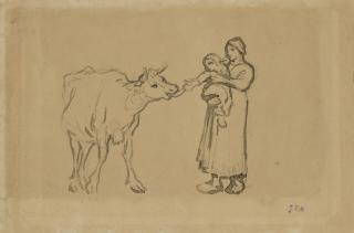 Jean-François Millet - Mère et enfant avec une vache