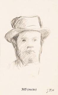 Jean-François Millet - Portrait de paysan (recto); Etude de clocher d\'église (verso)