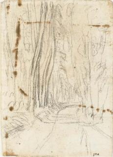 Jean-François Millet - Un chemin dans une forêt; et Un paysage avec des arbres