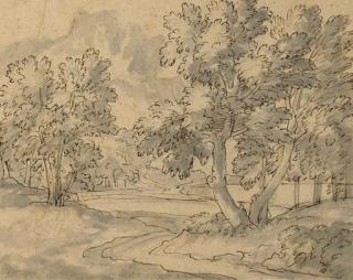 Jean-François Millet - Un Paysage Boisé Avec Une Route Conduisant À la Mer