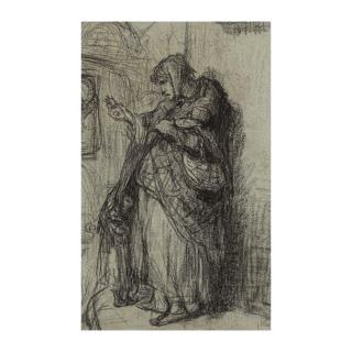Jean-Francois Millet - Une mendiante et son enfant (recto);