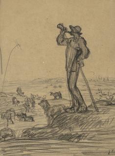 Jean-François Millet - Vacher et son chien rappelant ses vaches