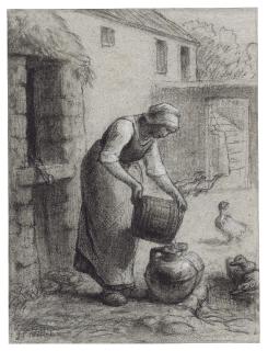 Jean-François Millet - Woman pouring water into milk cans