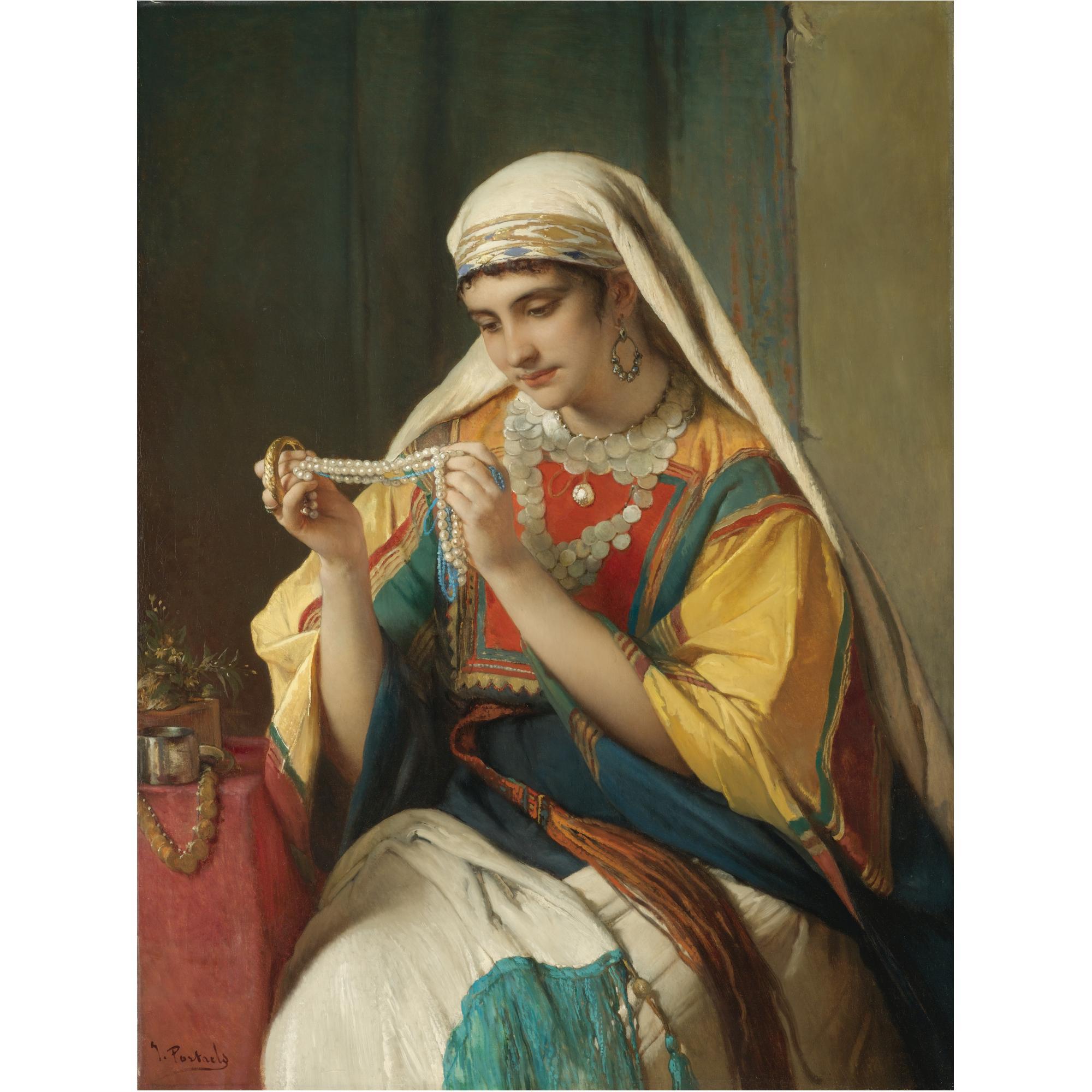 Jean François Portaels - Belgian The Pearl Necklace