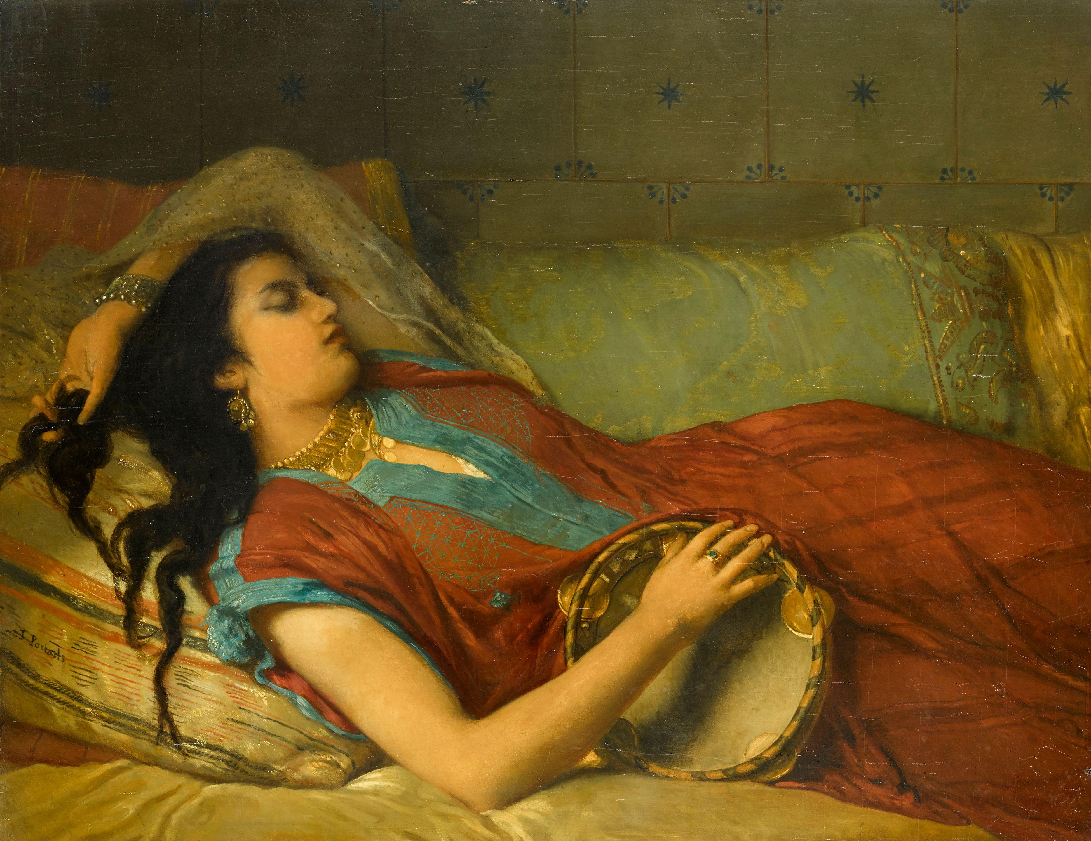 Jean-François Portaels - The tambourine player in repose