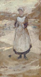 Jean François Raffaelli - A Housemaid before a road