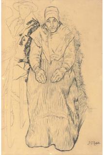 Jean-François Raffaëlli - An old woman, seated, in Breton dress