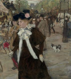 Jean François Raffaëlli - Élégante sur le Boulevard des Italiens, Paris