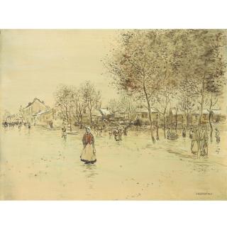 Jean-François Raffaëlli - French A Lively Square In Gennevilliers, Near Paris