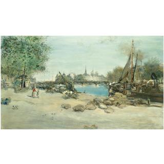 Jean-François Raffaëlli - French Le Port Saint-Nicolas Avec Notre-Dame A L\'Arriere-Plan