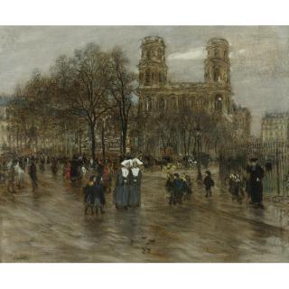 Jean-François Raffaëlli - French Place St. Sulpice, Paris