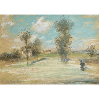 Jean François Raffaëlli - Paysage Avec Un Paysan Sur Un Chemin