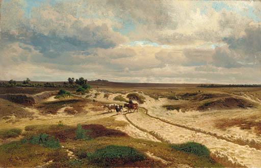 Jean Francois Xavier Roffiaen - A drover and his cattle in a pastoral landscape