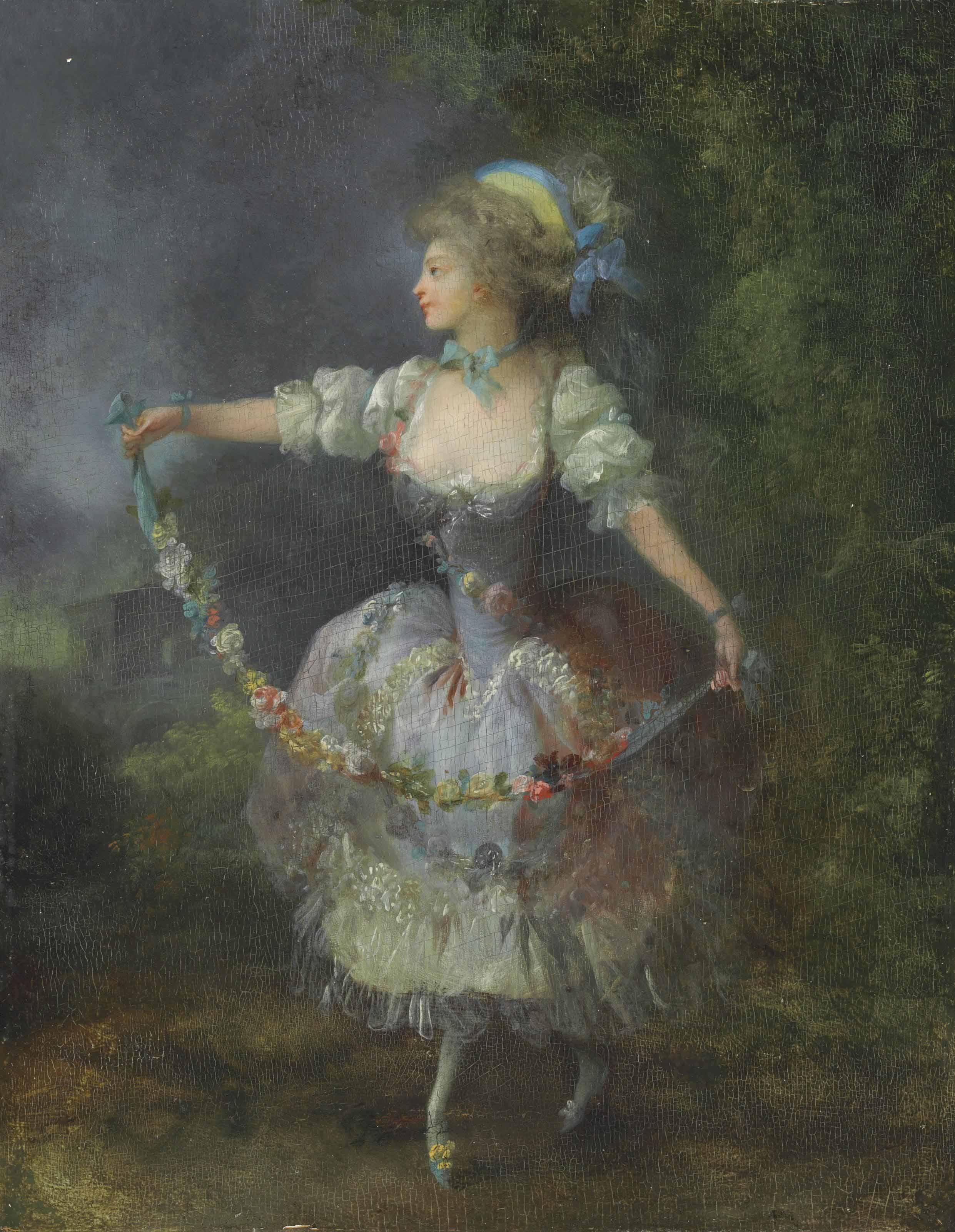 Jean-Frédéric Schall - A girl dancing with a garland of flowers