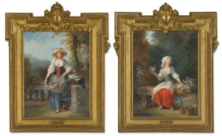 Jean-Frédéric Schall - The pretty gardener; and A flower seller