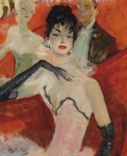 Jean-Gabriel Domergue - A la Scala ou La loge d\'Hagel