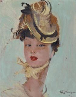 Jean-Gabriel Domergue - Elégante au chapeau jaune