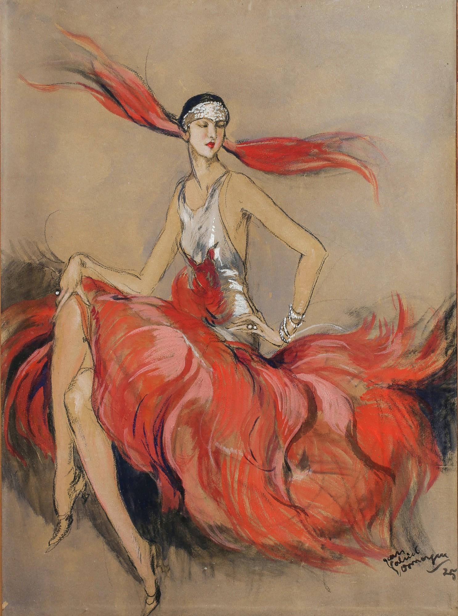 Jean-Gabriel Domergue - Elégante En Tenue De Soirée