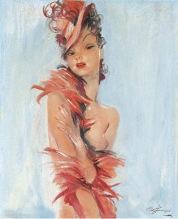 Jean-Gabriel Domergue - Femme à l\'étole de boa